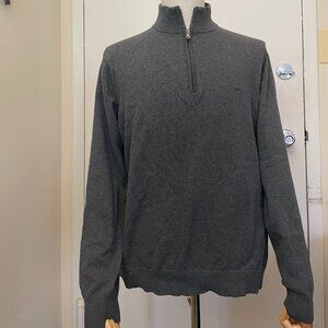 Michael Kors Men’s 1/4 Zip Cotton Sweater Black color Size XL Long Sleeve